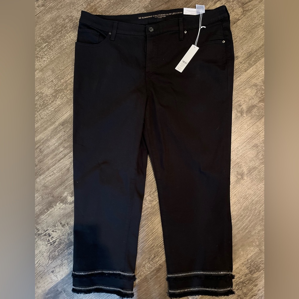Chico's Black Crop Pants with Frayed Hem